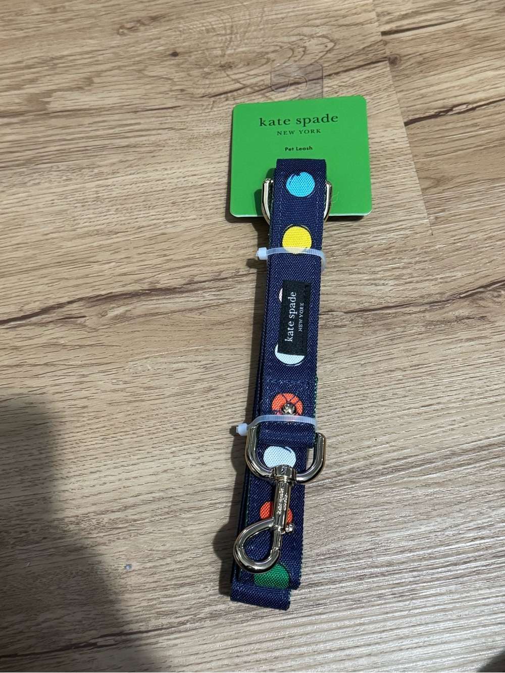 kate spade kids navy dot pet leash with multicolor circles